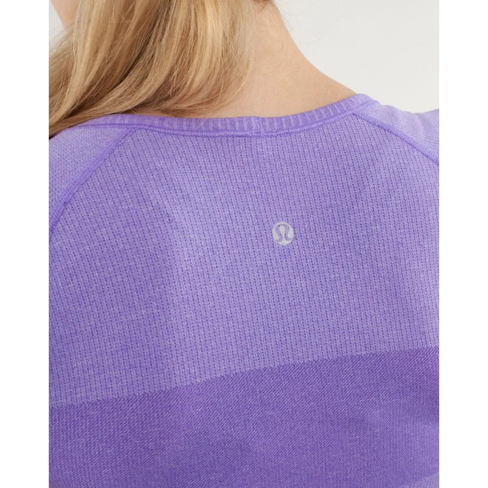 Lululemon Run Swiftly V Neck Short Sleeve Top Purple 8